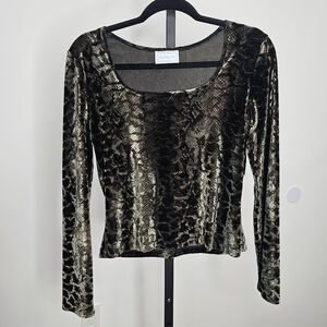 Vintage - Black and Gold Animal Print Y2K Top